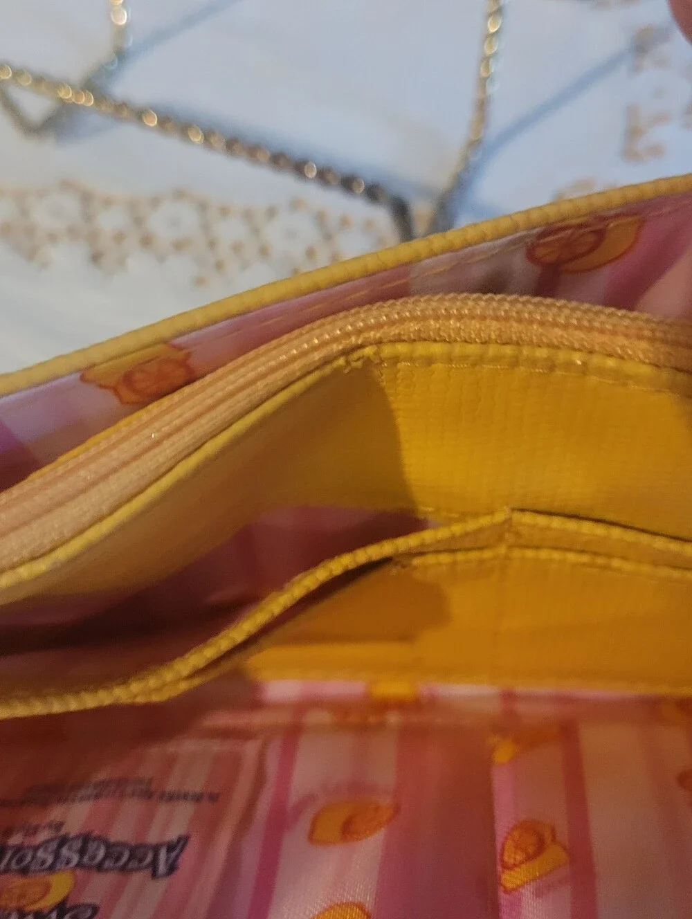 Woman's Mustard Yellow Clutch Alex's Lemonade Polka Dot Band